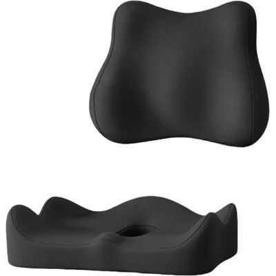 INF Ensemble Coussin de Siège et Support Lombaire à Mémoire de Forme Ergonomique pour un Confort Assis Optimal Le noir - Publicité INF Ensemble Coussin de Siège et Support Lombaire à Mémoire de Forme Ergonomique pour un Confort Assis Optimal Le noir - Publicité