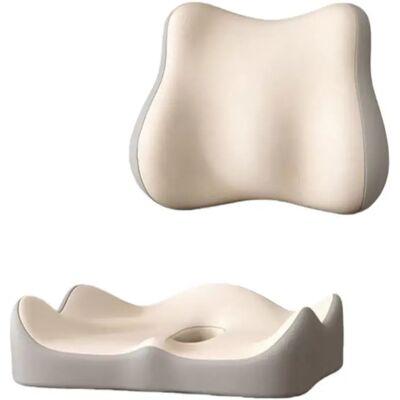 INF Ensemble Coussin de Siège et Support Lombaire à Mémoire de Forme Ergonomique pour un Confort Assis Optimal Beige - Publicité INF Ensemble Coussin de Siège et Support Lombaire à Mémoire de Forme Ergonomique pour un Confort Assis Optimal Beige - Publicité