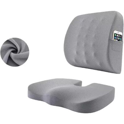 INF Ensemble Coussin de Siège et Support Lombaire en Mousse à Mémoire de Forme Respirant pour une Assise Confortable Gris - Publicité INF Ensemble Coussin de Siège et Support Lombaire en Mousse à Mémoire de Forme Respirant pour une Assise Confortable Gris - Publicité