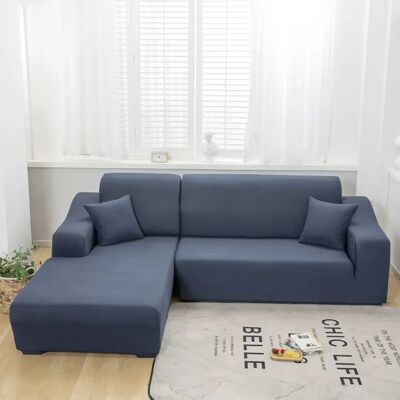 INF Housse de canapé 3 places bleu marine uni - Housse de canapé extensible universelle en peluche - Publicité INF Housse de canapé 3 places bleu marine uni - Housse de canapé extensible universelle en peluche - Publicité