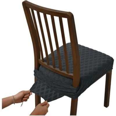 INF Lot de 4 housses de tabouret jacquard diamant double-élastique - Housses antidérapantes en polyester avec sangle à boucle Gris foncé - Publicité INF Lot de 4 housses de tabouret jacquard diamant double-élastique - Housses antidérapantes en polyester avec sangle à boucle Gris foncé - Publicité