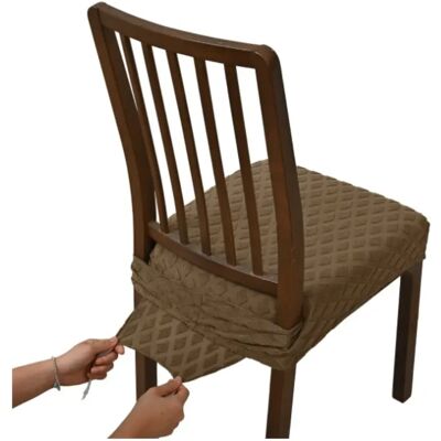 INF Lot de 4 housses de tabouret jacquard diamant double-élastique - Housses antidérapantes en polyester avec sangle à boucle Marron - Publicité INF Lot de 4 housses de tabouret jacquard diamant double-élastique - Housses antidérapantes en polyester avec sangle à boucle Marron - Publicité