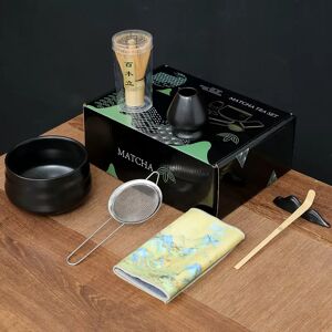 INF Ensemble élégant de fouet à matcha noir - 7 pièces en céramique et bambou - Publicité INF Ensemble élégant de fouet à matcha noir - 7 pièces en céramique et bambou - Publicité