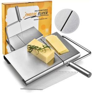 INF Coupe-fromage en acier inoxydable - Planche argentée sans marquage avec 6 fils, trancheur pour fromage et jambon - Publicité INF Coupe-fromage en acier inoxydable - Planche argentée sans marquage avec 6 fils, trancheur pour fromage et jambon - Publicité