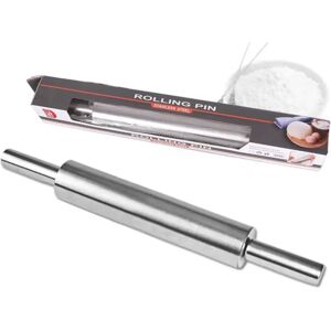 INF Rouleau à pâtisserie en acier inoxydable argenté 43 cm - Laminoir à pâte en métal pour la confection de pâtisseries, de - Publicité INF Rouleau à pâtisserie en acier inoxydable argenté 43 cm - Laminoir à pâte en métal pour la confection de pâtisseries, de - Publicité