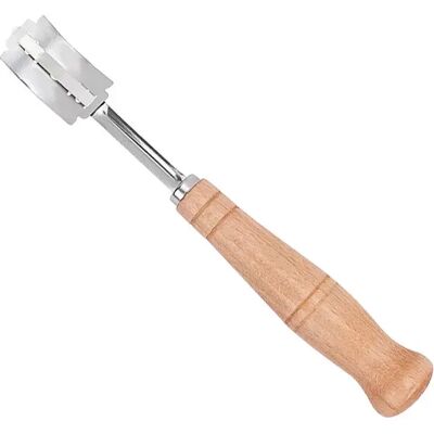 INF Couteau à Pain en Acier Inoxydable Compatible avec les Lames de Rechange et Étui en Cuir - Coupe-Pâte à Manche en Bois - Publicité INF Couteau à Pain en Acier Inoxydable Compatible avec les Lames de Rechange et Étui en Cuir - Coupe-Pâte à Manche en Bois - Publicité