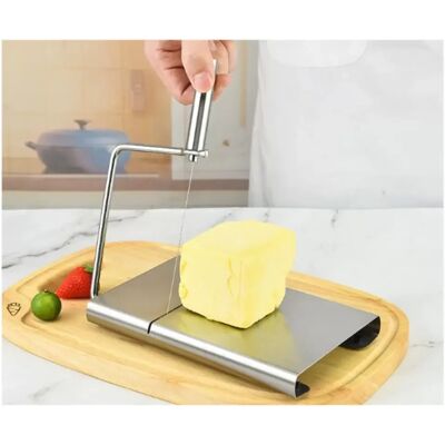 INF Coupe-fromage en acier inoxydable - Planche argentée sans marquage avec 6 fils, trancheur pour fromage et jambon - Publicité INF Coupe-fromage en acier inoxydable - Planche argentée sans marquage avec 6 fils, trancheur pour fromage et jambon - Publicité