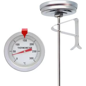 INF Thermomètre de sonde 300mm pour friteuse et huile, cadran analogique à clip, acier inoxydable 304 et verre, sans pile,