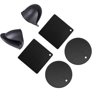 INF Ensemble de dessous de plat en silicone et de maniques, 6 pièces : coussinets alvéolés carrés et ronds avec pinces à main Le noir - Publicité INF Ensemble de dessous de plat en silicone et de maniques, 6 pièces : coussinets alvéolés carrés et ronds avec pinces à main Le noir - Publicité