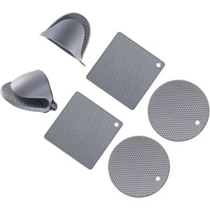 INF Ensemble de dessous de plat en silicone et de maniques, 6 pièces : coussinets alvéolés carrés et ronds avec pinces à main Gris - Publicité INF Ensemble de dessous de plat en silicone et de maniques, 6 pièces : coussinets alvéolés carrés et ronds avec pinces à main Gris - Publicité