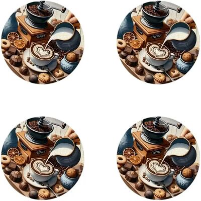 INF Lot de 4 Sous-Verres Isolants Antidérapants pour Tasses à Café, Dessous de Verre en Polyester - Publicité INF Lot de 4 Sous-Verres Isolants Antidérapants pour Tasses à Café, Dessous de Verre en Polyester - Publicité
