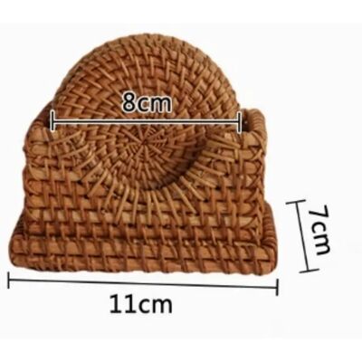 INF Ensemble de dessous-de-plat et sous-verre en rotin vietnamien fait main 8cm - Couleur bois naturel, isolation - Publicité INF Ensemble de dessous-de-plat et sous-verre en rotin vietnamien fait main 8cm - Couleur bois naturel, isolation - Publicité