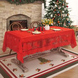 INF Nappe de Noël Festive en Dentelle - Décoration de Table de Fête en Polyester Brodé Rouge S - Publicité INF Nappe de Noël Festive en Dentelle - Décoration de Table de Fête en Polyester Brodé Rouge S - Publicité