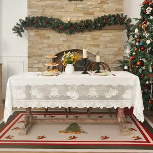 INF Nappe de Noël Festive en Dentelle - Décoration de Table de Fête en Polyester Brodé M Blanc - Publicité INF Nappe de Noël Festive en Dentelle - Décoration de Table de Fête en Polyester Brodé M Blanc - Publicité