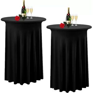 INF Nappe Ronde Noire à Bord Ondulé, 60x110cm, Housse de Table de Cocktail en Polyester - Publicité INF Nappe Ronde Noire à Bord Ondulé, 60x110cm, Housse de Table de Cocktail en Polyester - Publicité