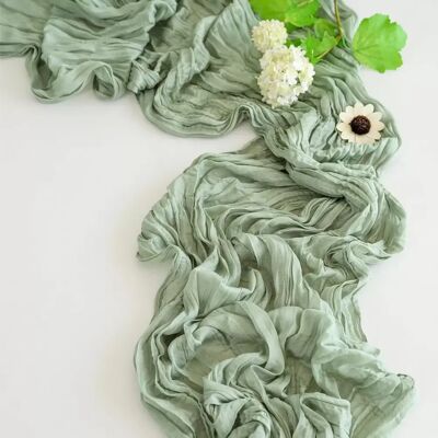 INF Chemin de Table en Polyester Froissé - 90cm x 300cm - Décoration de Fête et Mariage Vert - Publicité INF Chemin de Table en Polyester Froissé - 90cm x 300cm - Décoration de Fête et Mariage Vert - Publicité