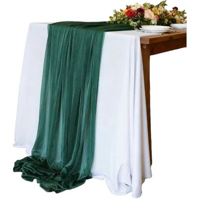 INF Chemin de table élégant en polyester pour mariages, fêtes et décoration intérieure - Divers coloris Vert foncé - Publicité INF Chemin de table élégant en polyester pour mariages, fêtes et décoration intérieure - Divers coloris Vert foncé - Publicité