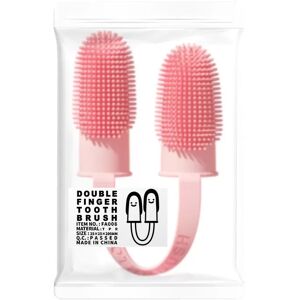 INF Brosse à dents double doigt pour animaux - Soies souples en TPR pour un nettoyage dentaire efficace Rose - Publicité INF Brosse à dents double doigt pour animaux - Soies souples en TPR pour un nettoyage dentaire efficace Rose - Publicité