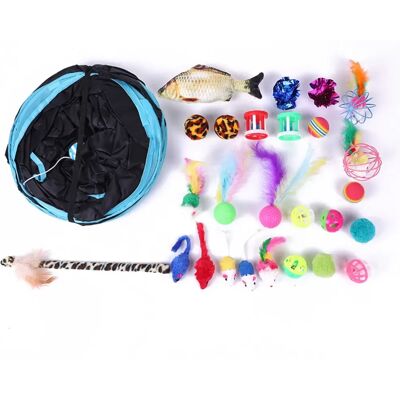 INF Ensemble de jouets interactifs pour chat 27 pièces - baguette à plumes, poisson à la menthe, tunnel pour jeu, entraînement - Publicité INF Ensemble de jouets interactifs pour chat 27 pièces - baguette à plumes, poisson à la menthe, tunnel pour jeu, entraînement - Publicité