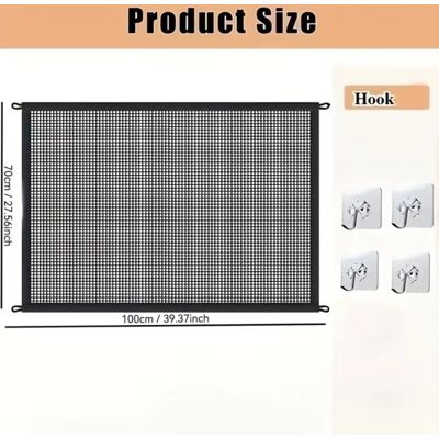 INF Clôture pour animaux avec 4 crochets renforcés et poteau métallique - Filet de sécurité balcon en polyester, Barrière - Publicité INF Clôture pour animaux avec 4 crochets renforcés et poteau métallique - Filet de sécurité balcon en polyester, Barrière - Publicité