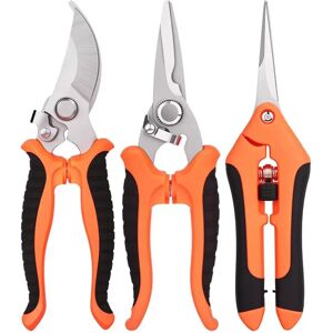 INF Jeu de 3 sécateurs de jardin - Lames 3CR13 en acier inoxydable, poignée orange ergonomique pour taille, santé et promotion - Publicité INF Jeu de 3 sécateurs de jardin - Lames 3CR13 en acier inoxydable, poignée orange ergonomique pour taille, santé et promotion - Publicité