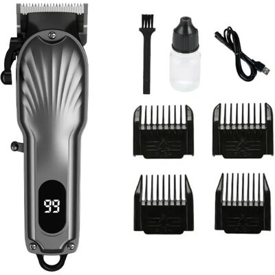 INF Tondeuse électrique rechargeable sans fil professionnelle avec lame en céramique et écran LCD Gris - Publicité INF Tondeuse électrique rechargeable sans fil professionnelle avec lame en céramique et écran LCD Gris - Publicité