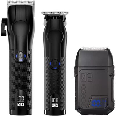 INF Tondeuse cheveux et barbe rechargeable 3 pièces - Kit de toilettage sans fil professionnel avec batterie 1200mAh, autonomie - Publicité INF Tondeuse cheveux et barbe rechargeable 3 pièces - Kit de toilettage sans fil professionnel avec batterie 1200mAh, autonomie - Publicité