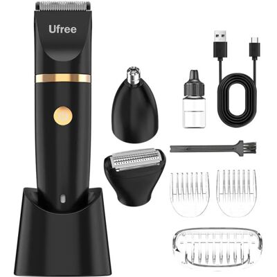 INF Tondeuse électrique 3-en-1 - têtes magnétiques détachables, lames acier inoxydable et céramique, rechargeable USB, étanche Le noir - Publicité INF Tondeuse électrique 3-en-1 - têtes magnétiques détachables, lames acier inoxydable et céramique, rechargeable USB, étanche Le noir - Publicité