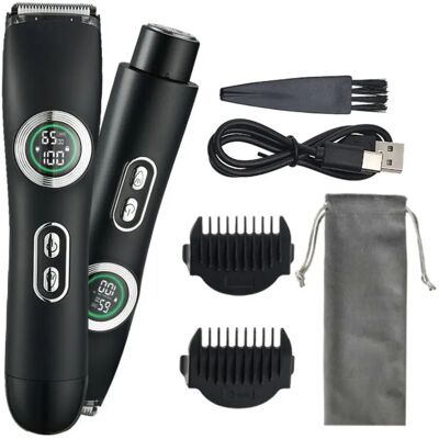 INF Épilateur électrique 2-en-1 - Tondeuse corps et bikini double tête, étanche humide/sèche, lame en acier inoxydable, Le noir - Publicité INF Épilateur électrique 2-en-1 - Tondeuse corps et bikini double tête, étanche humide/sèche, lame en acier inoxydable, Le noir - Publicité