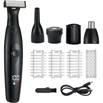 INF Rasoir corporel électrique portable 4-en-1 – Tondeuse rechargeable humide et sec lavable avec têtes détachables, autonomie Le noir - Publicité INF Rasoir corporel électrique portable 4-en-1 – Tondeuse rechargeable humide et sec lavable avec têtes détachables, autonomie Le noir - Publicité