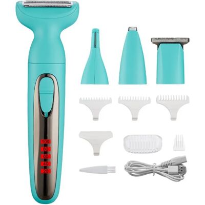 INF Rasoir électrique rechargeable portable 4-en-1 - Tête lavable humide/sec, autonomie 90 minutes Bleu - Publicité INF Rasoir électrique rechargeable portable 4-en-1 - Tête lavable humide/sec, autonomie 90 minutes Bleu - Publicité