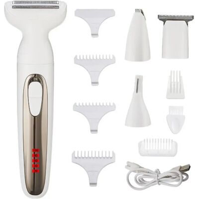 INF Rasoir électrique rechargeable portable 4-en-1 - Tête lavable humide/sec, autonomie 90 minutes Blanc - Publicité INF Rasoir électrique rechargeable portable 4-en-1 - Tête lavable humide/sec, autonomie 90 minutes Blanc - Publicité