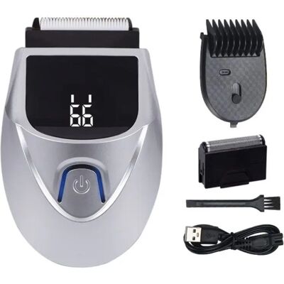 INF Rasoir électrique et tondeuse à barbe 2-en-1 avec affichage de batterie LED, autonomie 90 minutes, corps ABS Bronze - Publicité INF Rasoir électrique et tondeuse à barbe 2-en-1 avec affichage de batterie LED, autonomie 90 minutes, corps ABS Bronze - Publicité