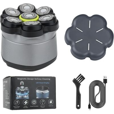 INF Rasoir électrique magnétique 7 têtes - IPX6 étanche, affichage LED, USB Type-C, autonomie 180 minutes Gris - Publicité INF Rasoir électrique magnétique 7 têtes - IPX6 étanche, affichage LED, USB Type-C, autonomie 180 minutes Gris - Publicité