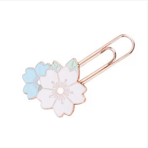INF Lot de 5 trombones fleur de cerisier - Clips marque-page créatifs en alliage métallique Bleu + Blanc - Publicité INF Lot de 5 trombones fleur de cerisier - Clips marque-page créatifs en alliage métallique Bleu + Blanc - Publicité