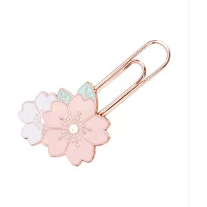 INF Lot de 5 trombones fleur de cerisier - Clips marque-page créatifs en alliage métallique Rose + Blanc - Publicité INF Lot de 5 trombones fleur de cerisier - Clips marque-page créatifs en alliage métallique Rose + Blanc - Publicité