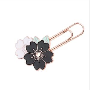 INF Lot de 5 trombones fleur de cerisier - Clips marque-page créatifs en alliage métallique Noir blanc - Publicité INF Lot de 5 trombones fleur de cerisier - Clips marque-page créatifs en alliage métallique Noir blanc - Publicité
