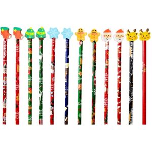 INF Crayons de Noël HB - Ensemble de crayons avec gomme de dessin animé pour des fêtes amusantes - Publicité INF Crayons de Noël HB - Ensemble de crayons avec gomme de dessin animé pour des fêtes amusantes - Publicité