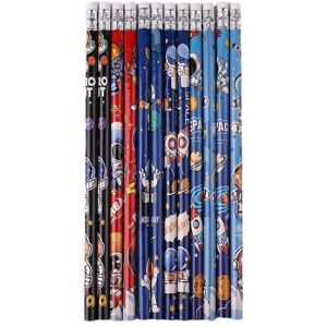 INF Lot de 12 crayons Astronaute - Mine HB, Bois, avec Gomme pour Croquis, Dessin & Écriture - Publicité INF Lot de 12 crayons Astronaute - Mine HB, Bois, avec Gomme pour Croquis, Dessin & Écriture - Publicité