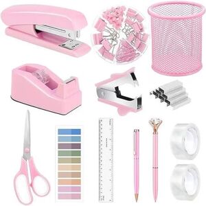 INF Ensemble de Bureau Rose - Kit de Papeterie Complet avec Agrafeuse et Dévidoir - Publicité INF Ensemble de Bureau Rose - Kit de Papeterie Complet avec Agrafeuse et Dévidoir - Publicité