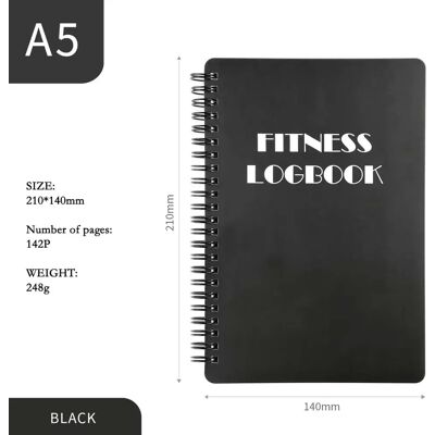 INF Carnet de Fitness A5 à Spirale - Planificateur d'Entraînement Quotidien & Journal d'Exercices Le noir - Publicité INF Carnet de Fitness A5 à Spirale - Planificateur d'Entraînement Quotidien & Journal d'Exercices Le noir - Publicité