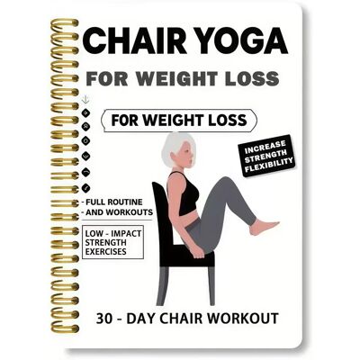 INF Journal de 30 jours de yoga sur chaise pour perte de poids - Carnet spirale 92g, Papier couché multicolore, Suivi quotidien - Publicité INF Journal de 30 jours de yoga sur chaise pour perte de poids - Carnet spirale 92g, Papier couché multicolore, Suivi quotidien - Publicité