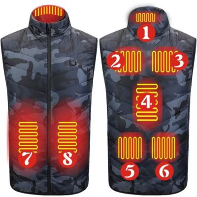 INF Gilet Chauffant Camouflage Huit Zones avec Contrôle Unique - Contrôle de Température Alimenté par USB 4XL - Publicité INF Gilet Chauffant Camouflage Huit Zones avec Contrôle Unique - Contrôle de Température Alimenté par USB 4XL - Publicité