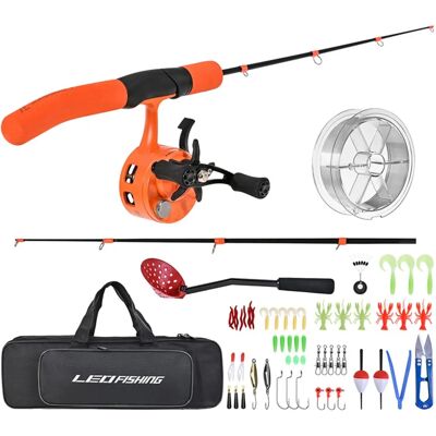 INF Ensemble canne à glace avec combo moulinet main droite - Fibre de carbone, poignée EVA, kit double canne hivernal, orange - Publicité INF Ensemble canne à glace avec combo moulinet main droite - Fibre de carbone, poignée EVA, kit double canne hivernal, orange - Publicité