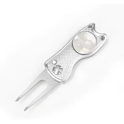 INF Outil de Réparation de Divot de Golf Pliable - Fourche de Green en Aluminium et Acier Inoxydable Argent - Publicité INF Outil de Réparation de Divot de Golf Pliable - Fourche de Green en Aluminium et Acier Inoxydable Argent - Publicité