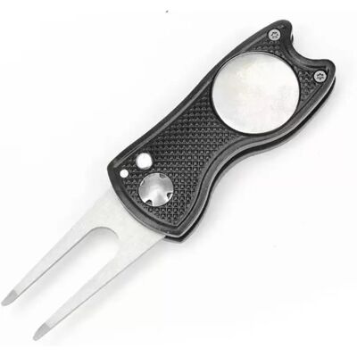 INF Outil de Réparation de Divot de Golf Pliable - Fourche de Green en Aluminium et Acier Inoxydable Le noir - Publicité INF Outil de Réparation de Divot de Golf Pliable - Fourche de Green en Aluminium et Acier Inoxydable Le noir - Publicité