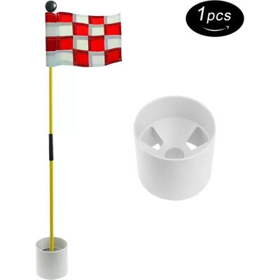 INF Mini Mât de Drapeau de Golf Portable avec Tasse de Trou pour Entraînement au Putting Blanc + Rouge - Publicité INF Mini Mât de Drapeau de Golf Portable avec Tasse de Trou pour Entraînement au Putting Blanc + Rouge - Publicité