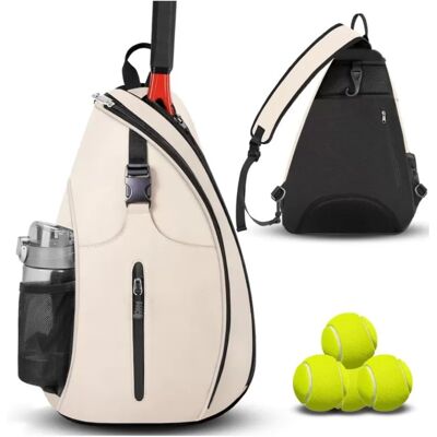INF Sac de raquette de badminton imperméable, sac de tennis croisé à une épaule Beige - Publicité INF Sac de raquette de badminton imperméable, sac de tennis croisé à une épaule Beige - Publicité