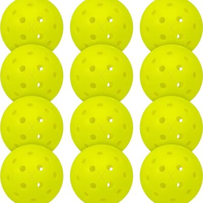 INF Balles de Pickleball - Pack de 12, PE Haute Rebond pour Extérieur, Jaune - Publicité INF Balles de Pickleball - Pack de 12, PE Haute Rebond pour Extérieur, Jaune - Publicité