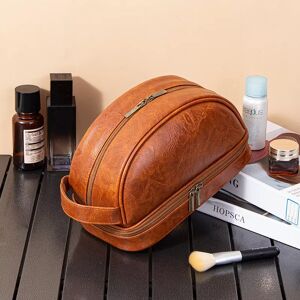 INF Trousse de toilette de voyage double couche grande capacité Marron - Publicité INF Trousse de toilette de voyage double couche grande capacité Marron - Publicité